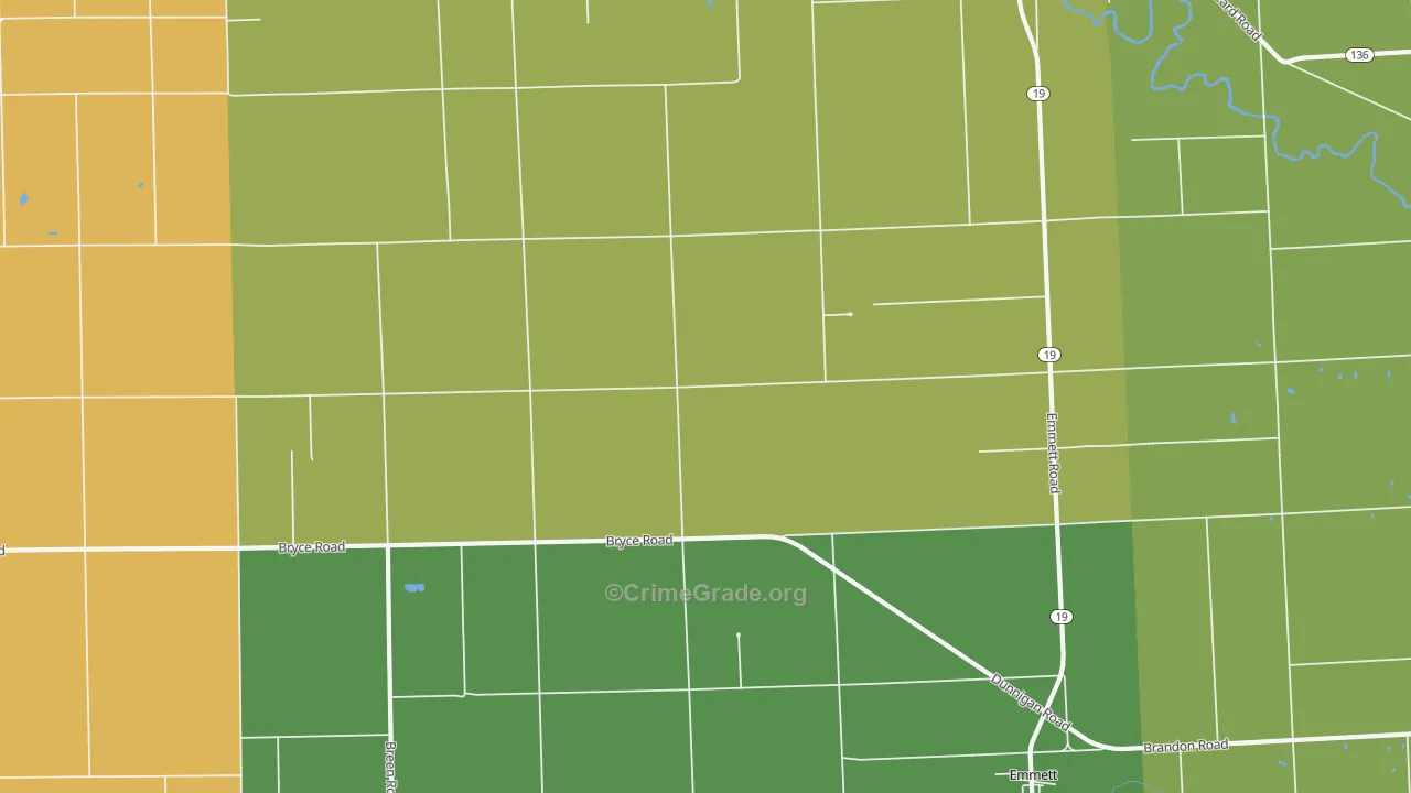 Emmett, MI Map of Robbery Rates