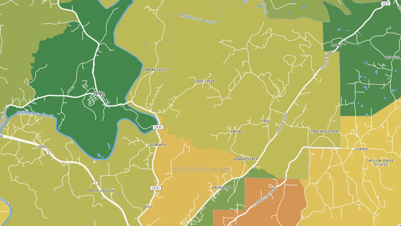 Empire, AL Map of Robbery Rates