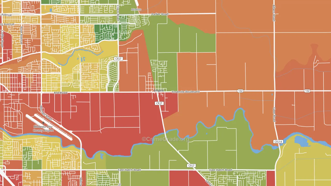 Empire, CA Map of Robbery Rates