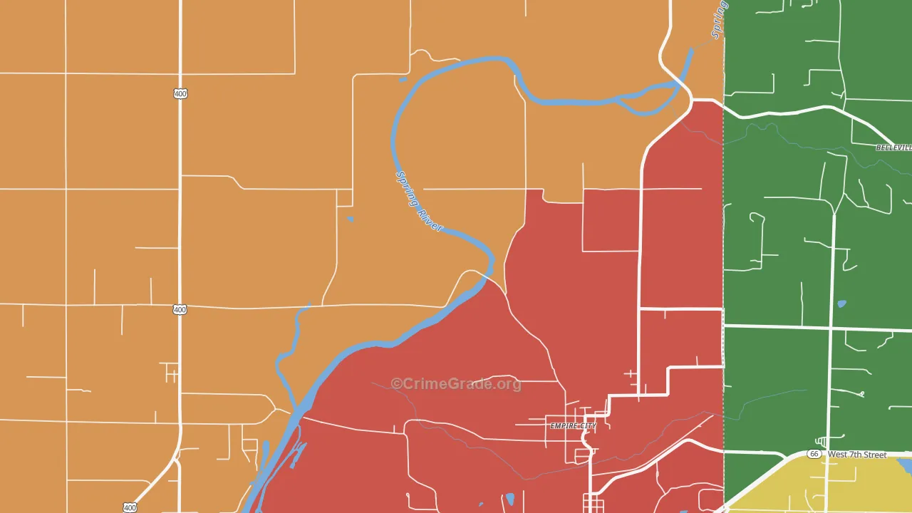 Empire City, KS Map of Robbery Rates