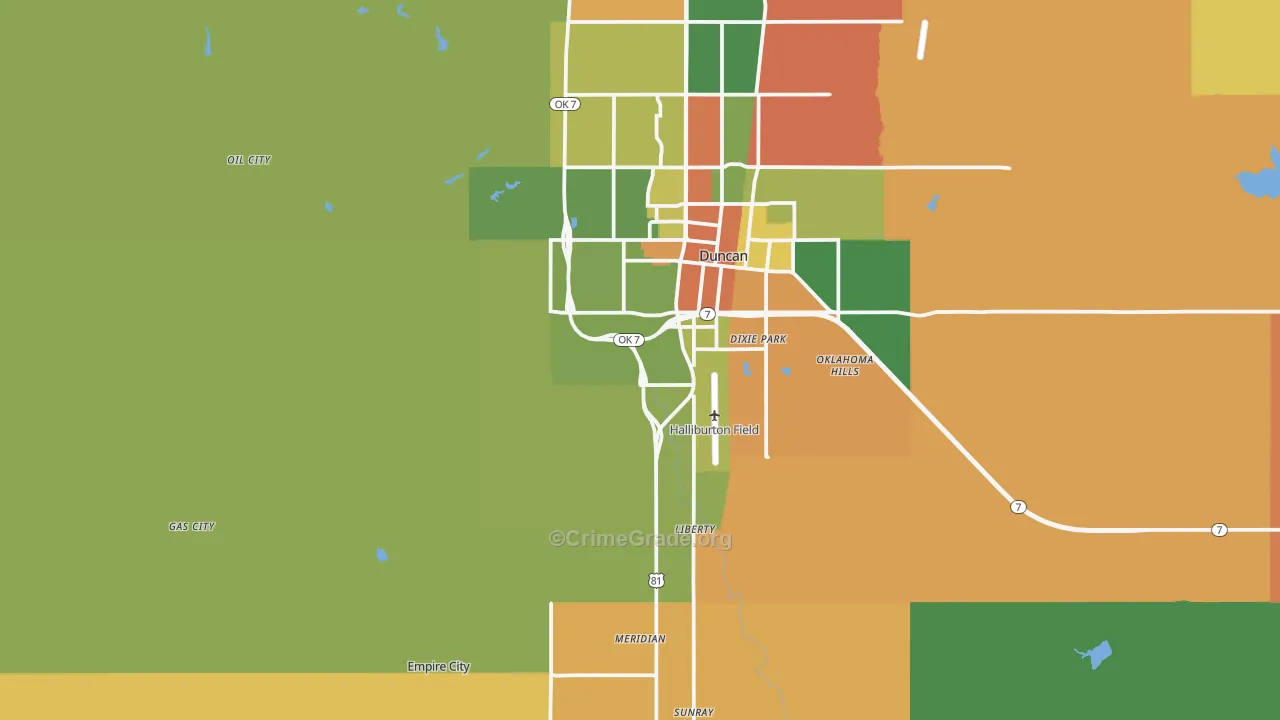 Empire City, OK Map of Robbery Rates