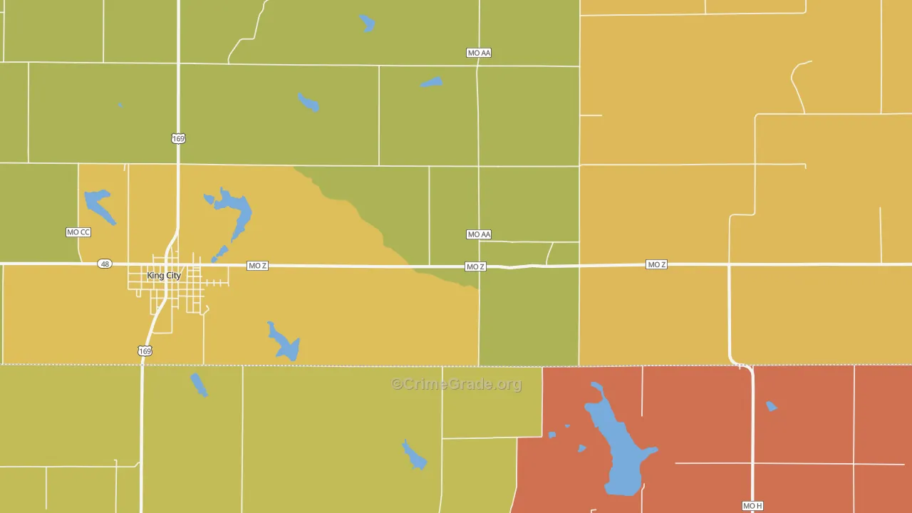 Empire Prairie, MO Map of Robbery Rates