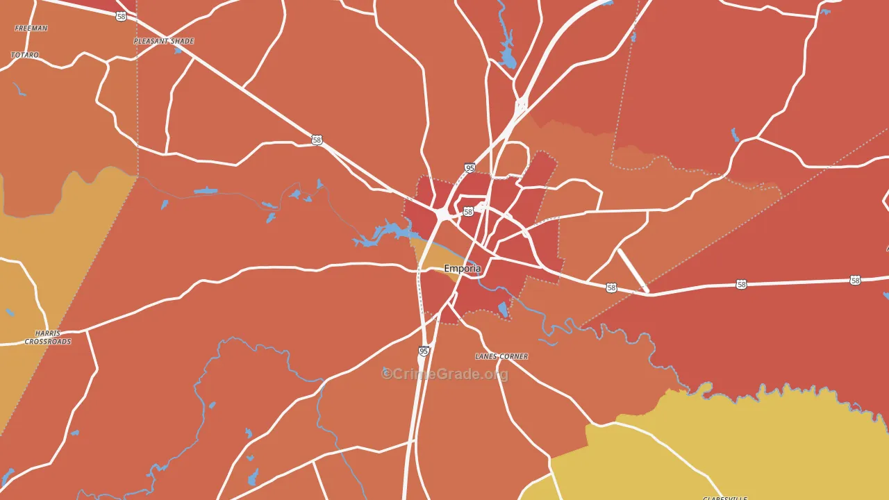 Emporia, VA Map of Robbery Rates