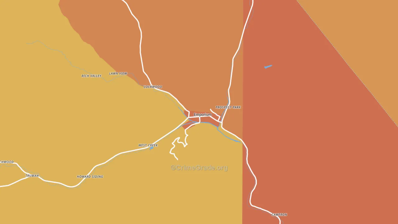 Emporium, PA Map of Robbery Rates