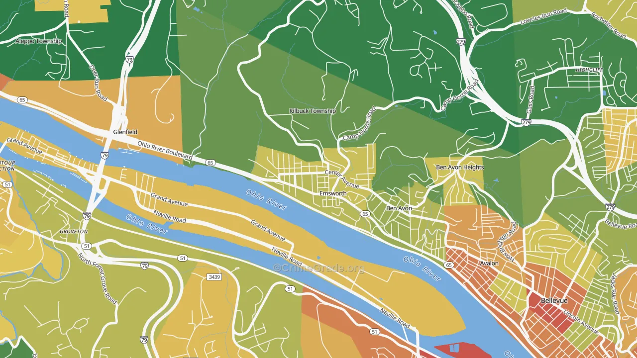 Emsworth, PA Map of Robbery Rates