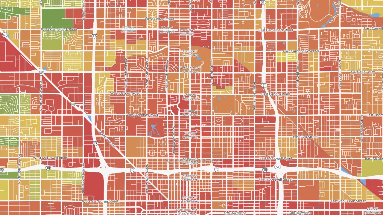 Encanto, Phoenix, AZ Map of Robbery Rates