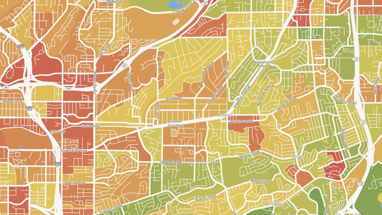 Encanto, San Diego, CA Map of Robbery Rates