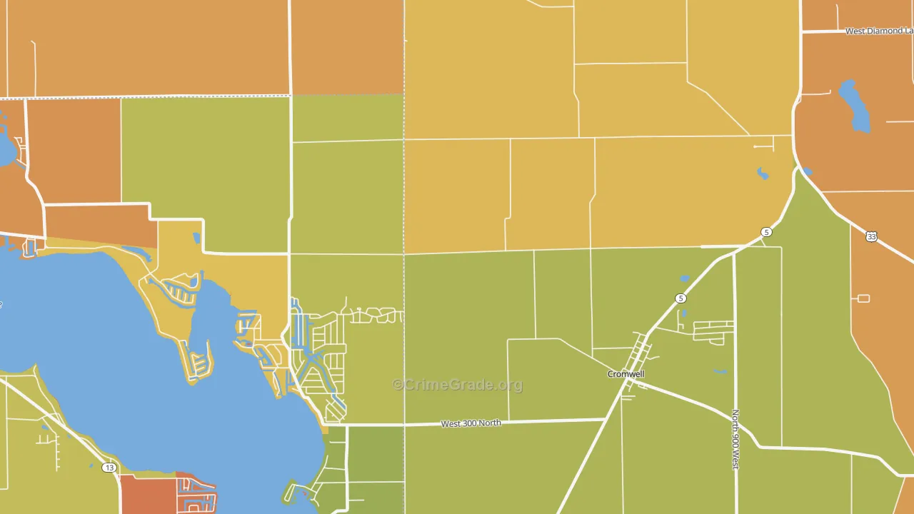 Enchanted Hills, IN Map of Robbery Rates