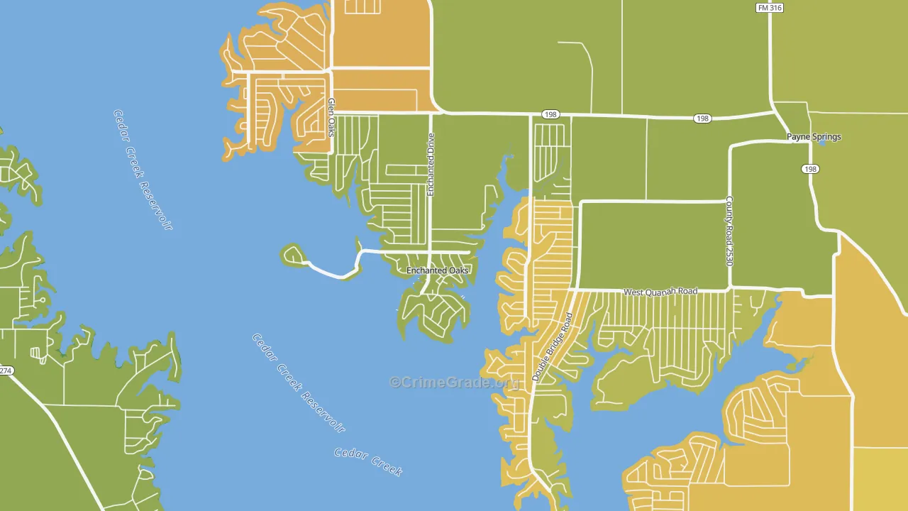 Enchanted Oaks, TX Map of Robbery Rates