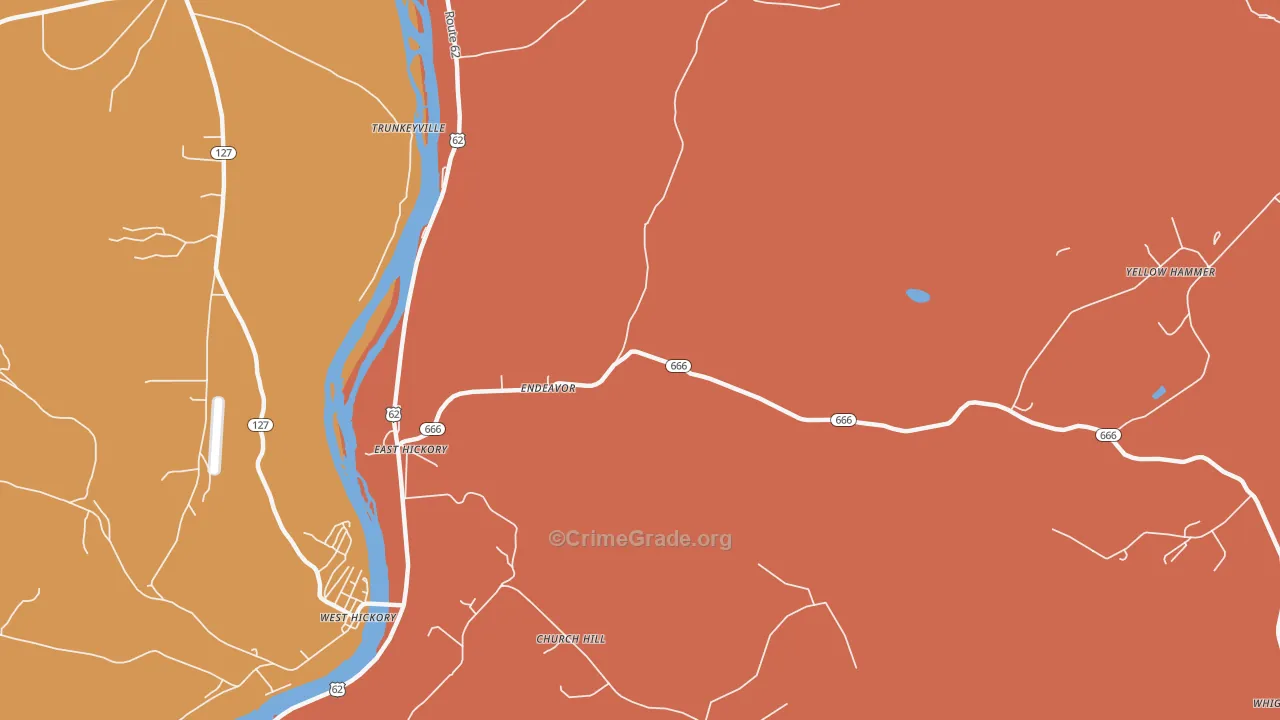 Endeavor, PA Map of Robbery Rates