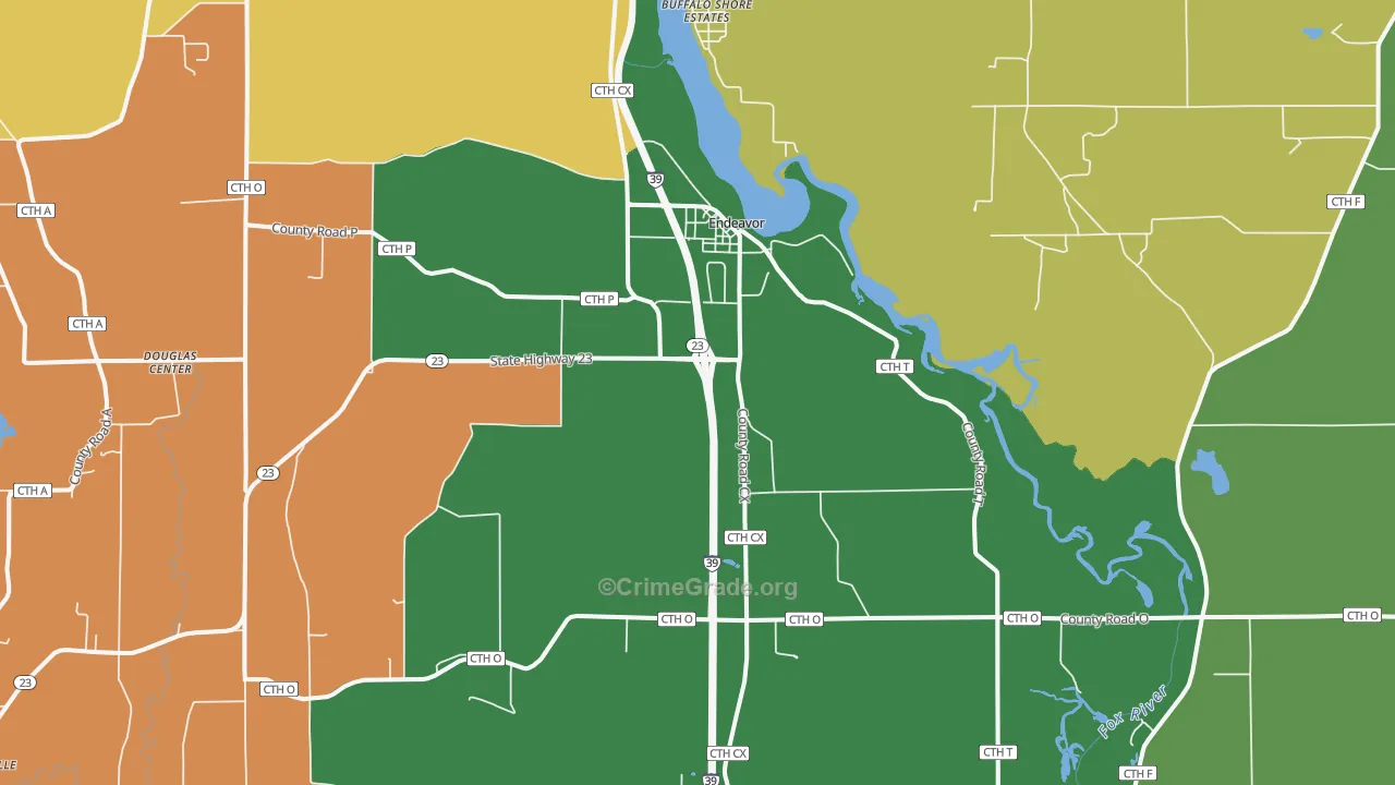 Endeavor, WI Map of Robbery Rates