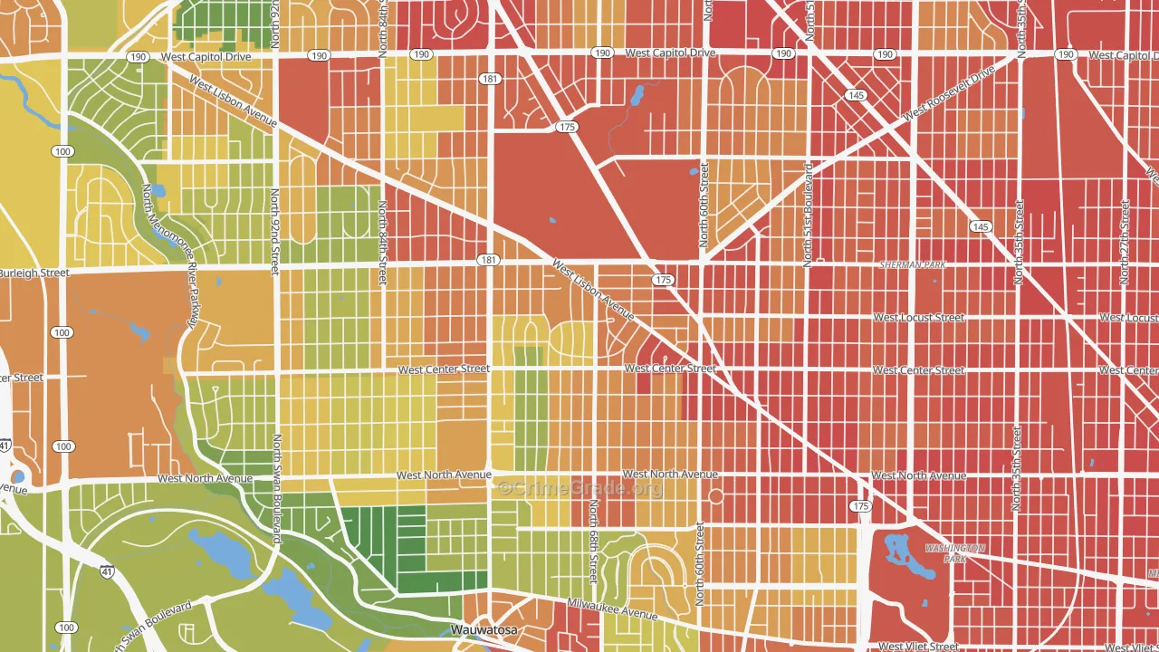 Enderis Park, Milwaukee, WI Map of Robbery Rates