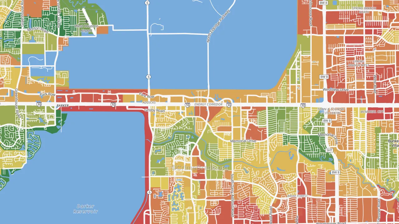 Energy Corridor, Houston, TX Map of Robbery Rates