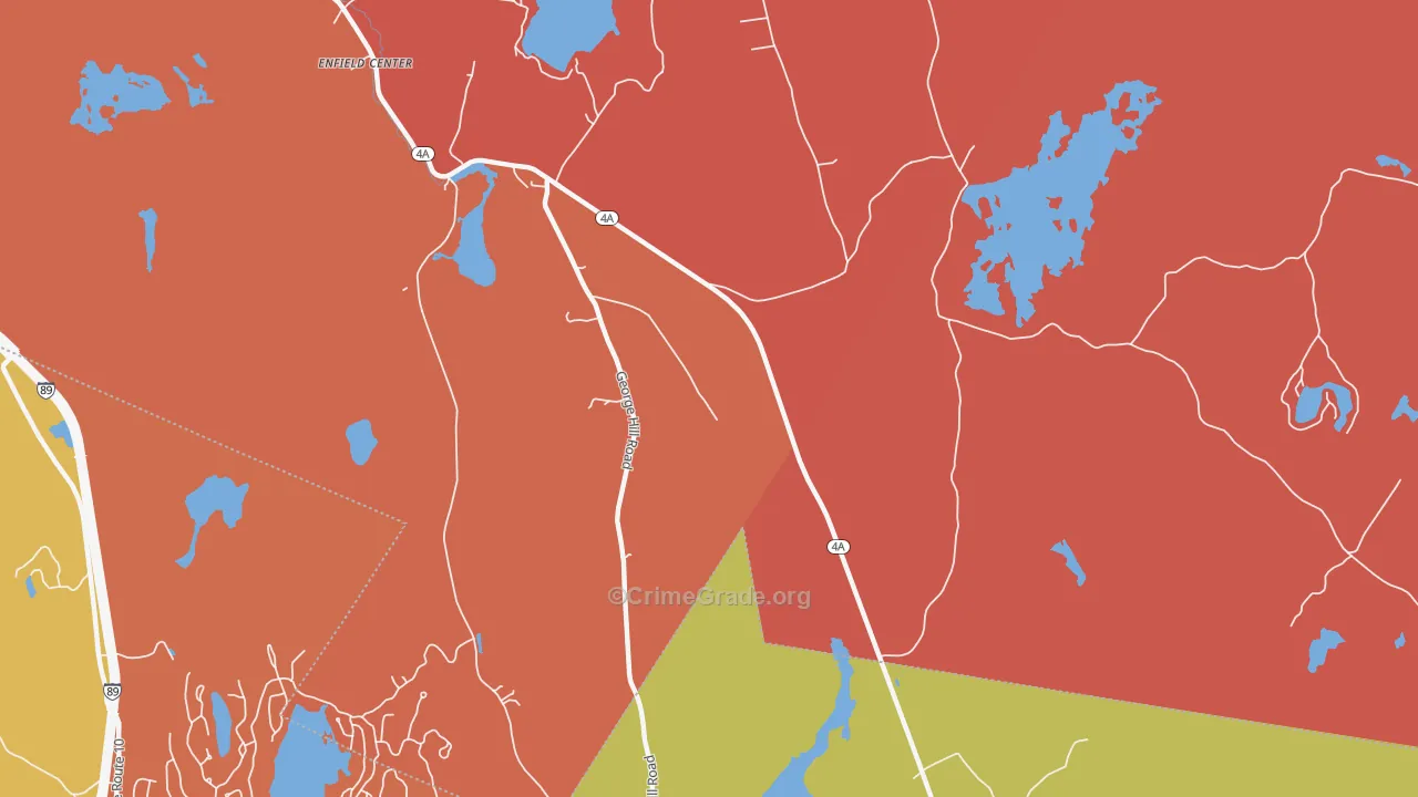 Enfield Center, NH Map of Robbery Rates