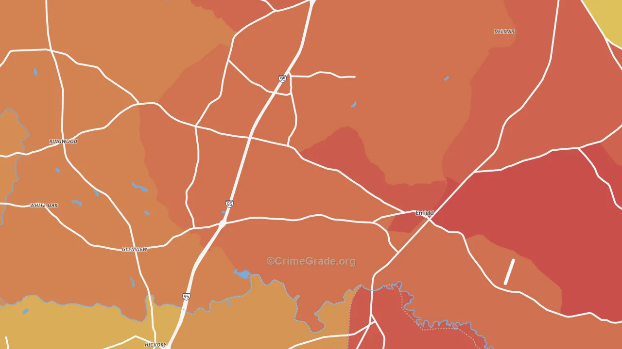 Enfield, NC Map of Robbery Rates