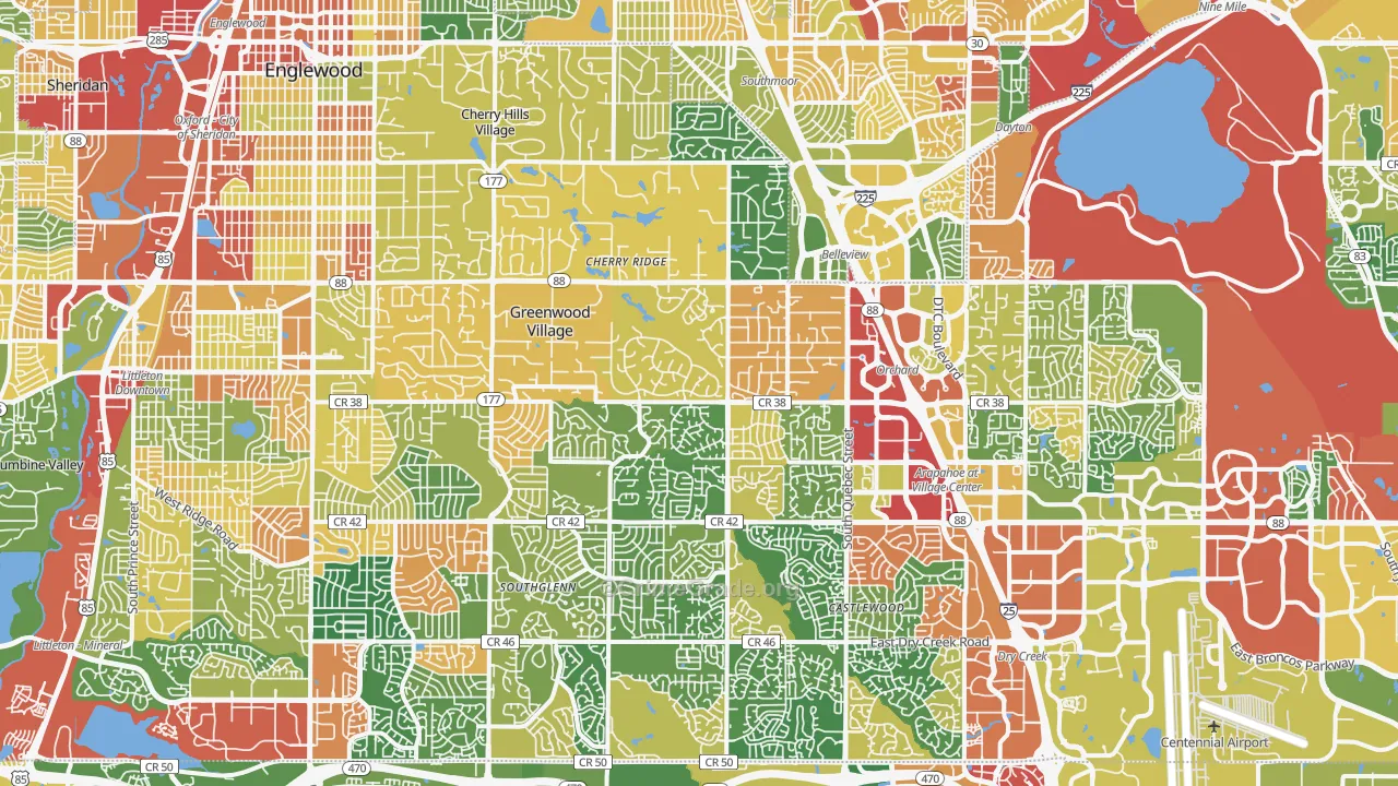 Englewood, CO Map of Robbery Rates