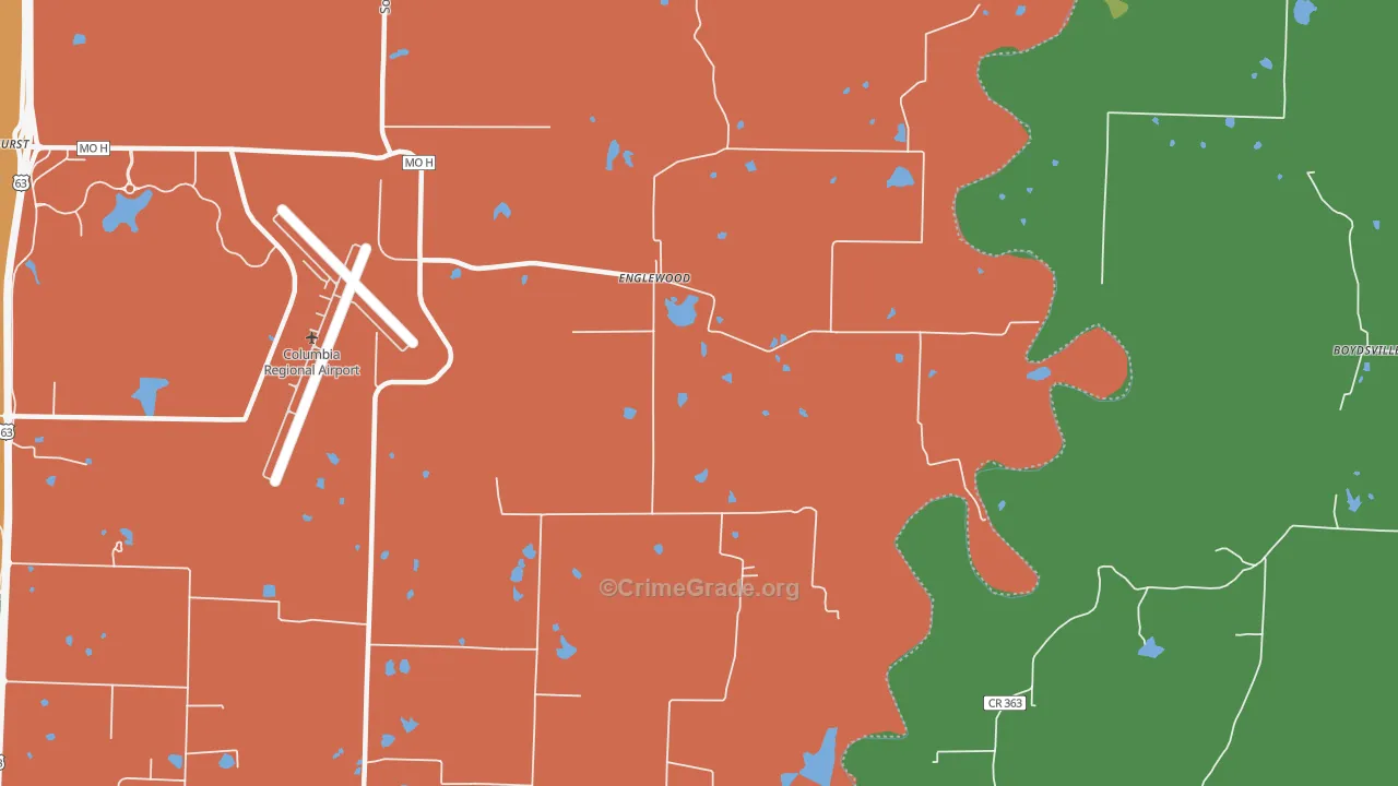 Englewood, MO Map of Robbery Rates