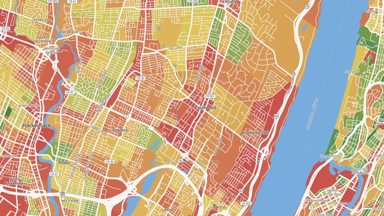 Englewood, NJ Map of Robbery Rates