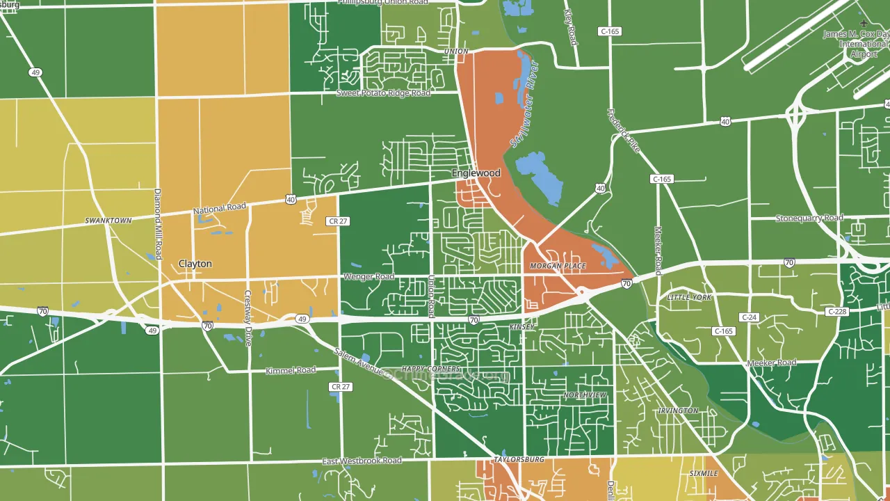 Englewood, OH Map of Robbery Rates