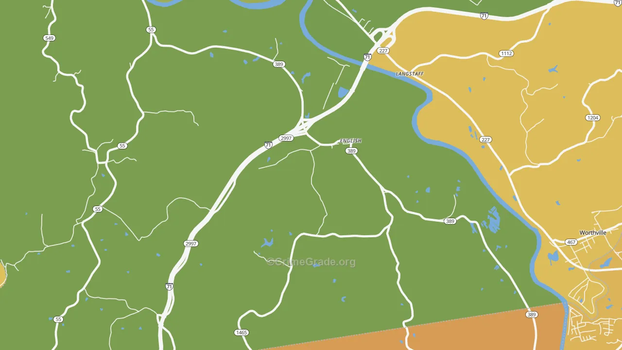 English, KY Map of Robbery Rates