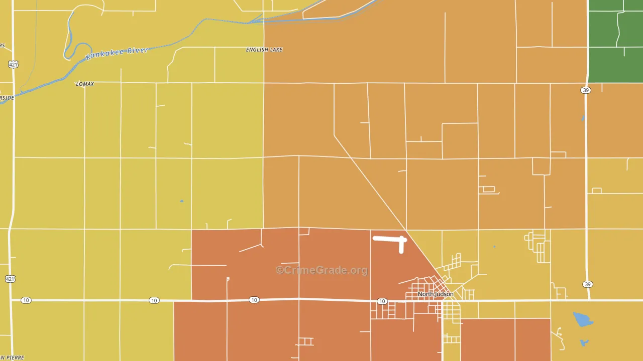 English Lake, IN Map of Robbery Rates