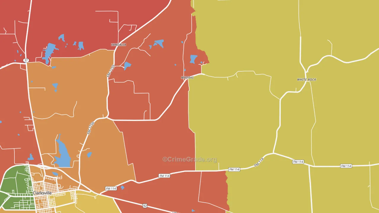 English, TX Map of Robbery Rates