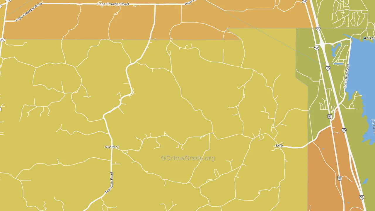 Enid, MS Map of Robbery Rates