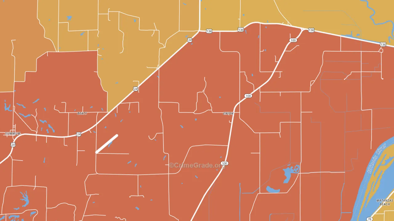 Enion, IL Map of Robbery Rates