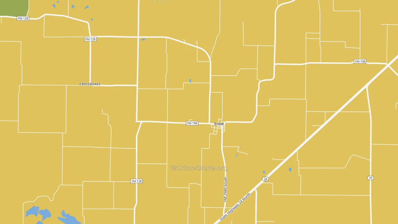 Enloe, TX Map of Robbery Rates