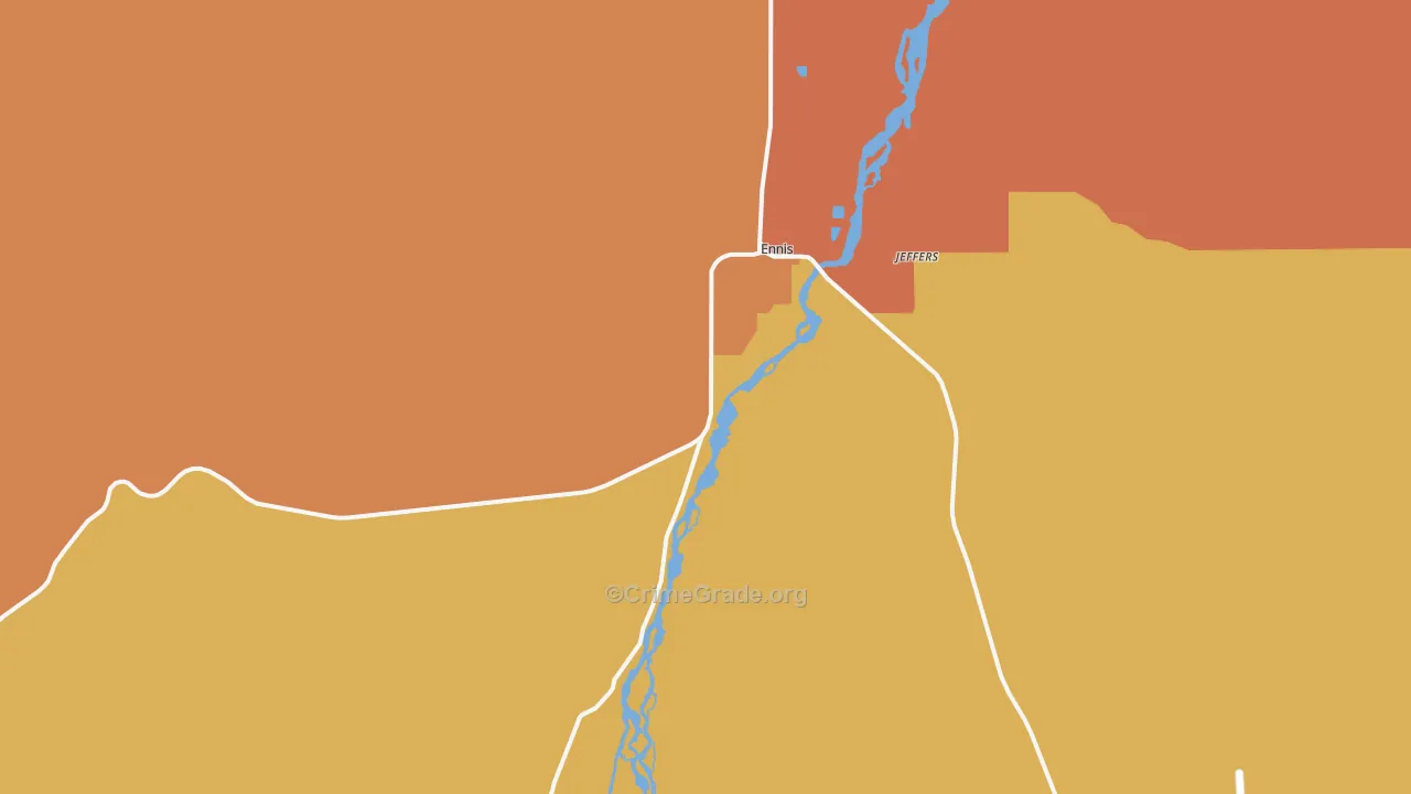 Ennis, MT Map of Robbery Rates