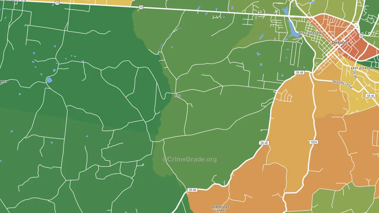 Eno, TN Map of Robbery Rates