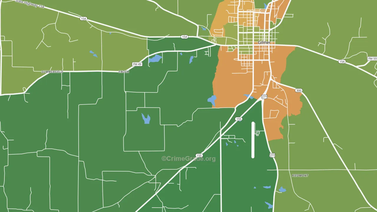 Enoch, TX Map of Robbery Rates