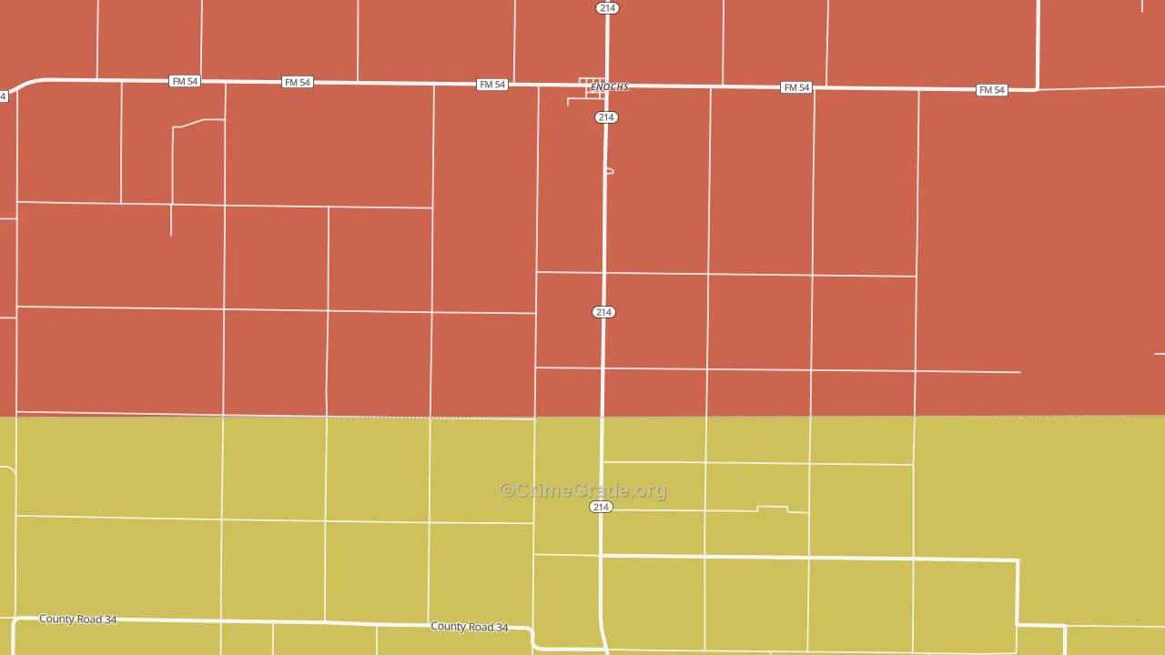 Enochs, TX Map of Robbery Rates