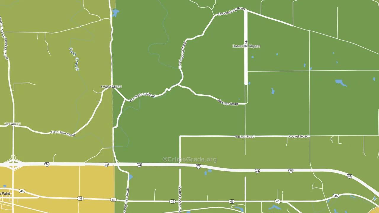 Enochsburg, IN Map of Robbery Rates