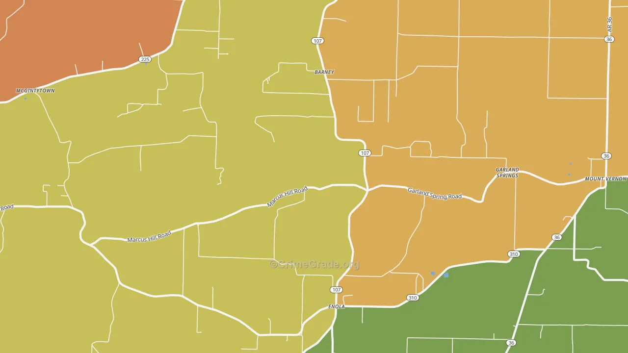 Enola, AR Map of Robbery Rates