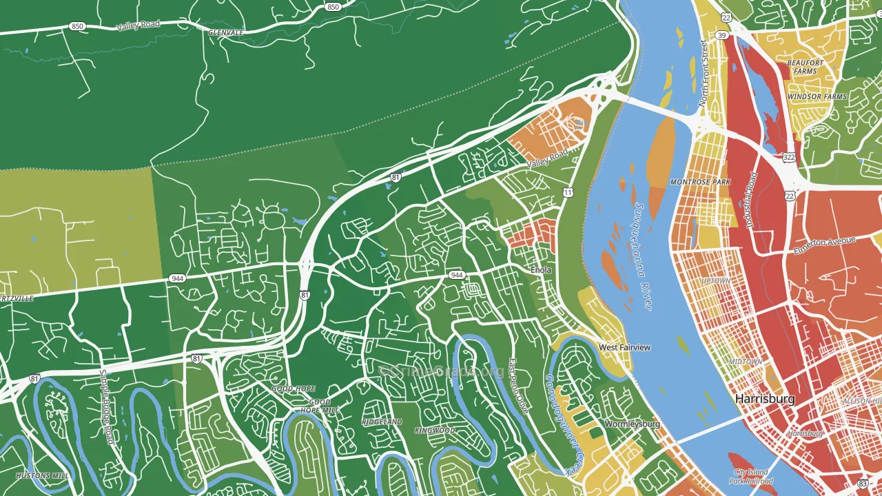 Enola, PA Map of Robbery Rates