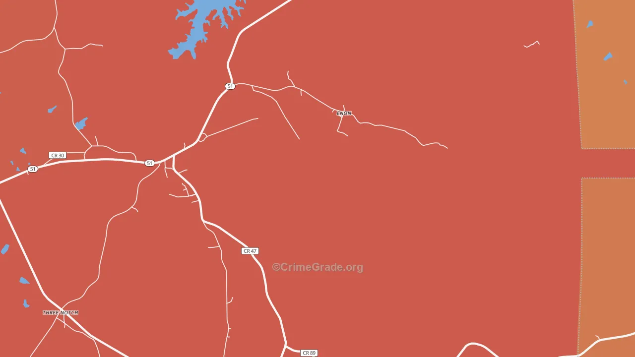 Enon, AL Map of Robbery Rates
