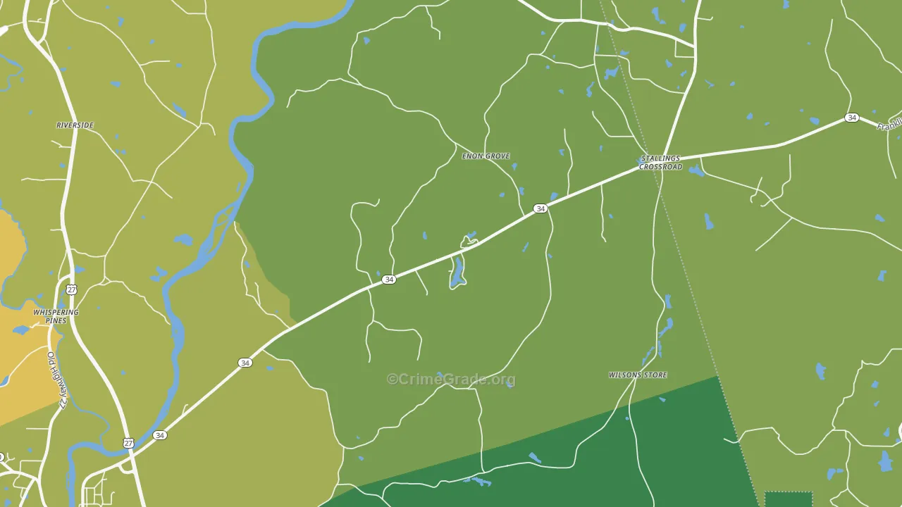 Enon Grove, GA Map of Robbery Rates