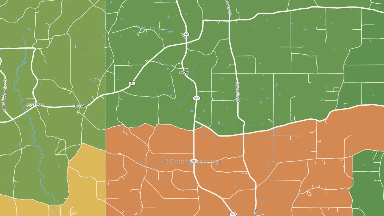 Enon, MS Map of Robbery Rates