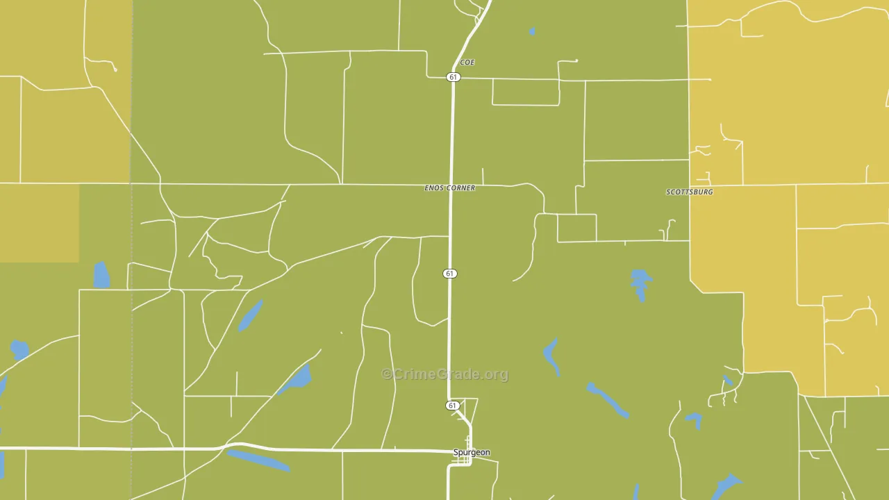 Enos Corner, IN Map of Robbery Rates