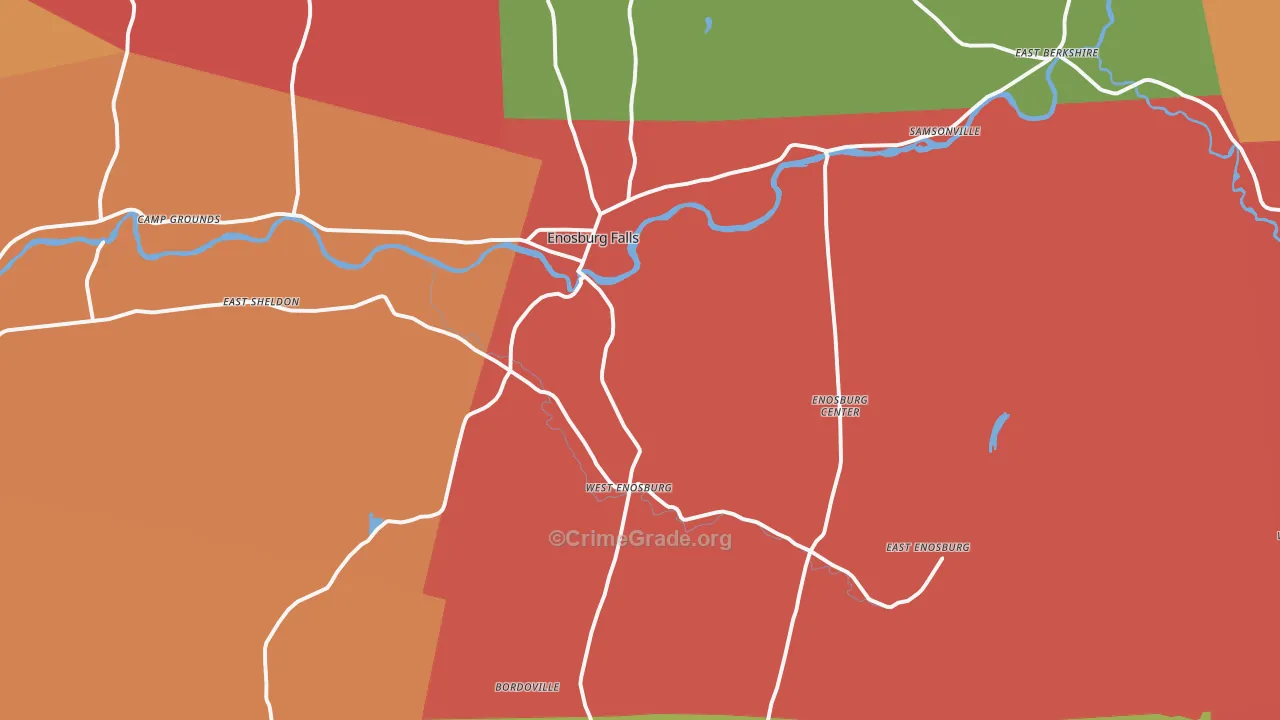 Enosburg Falls, VT Map of Robbery Rates