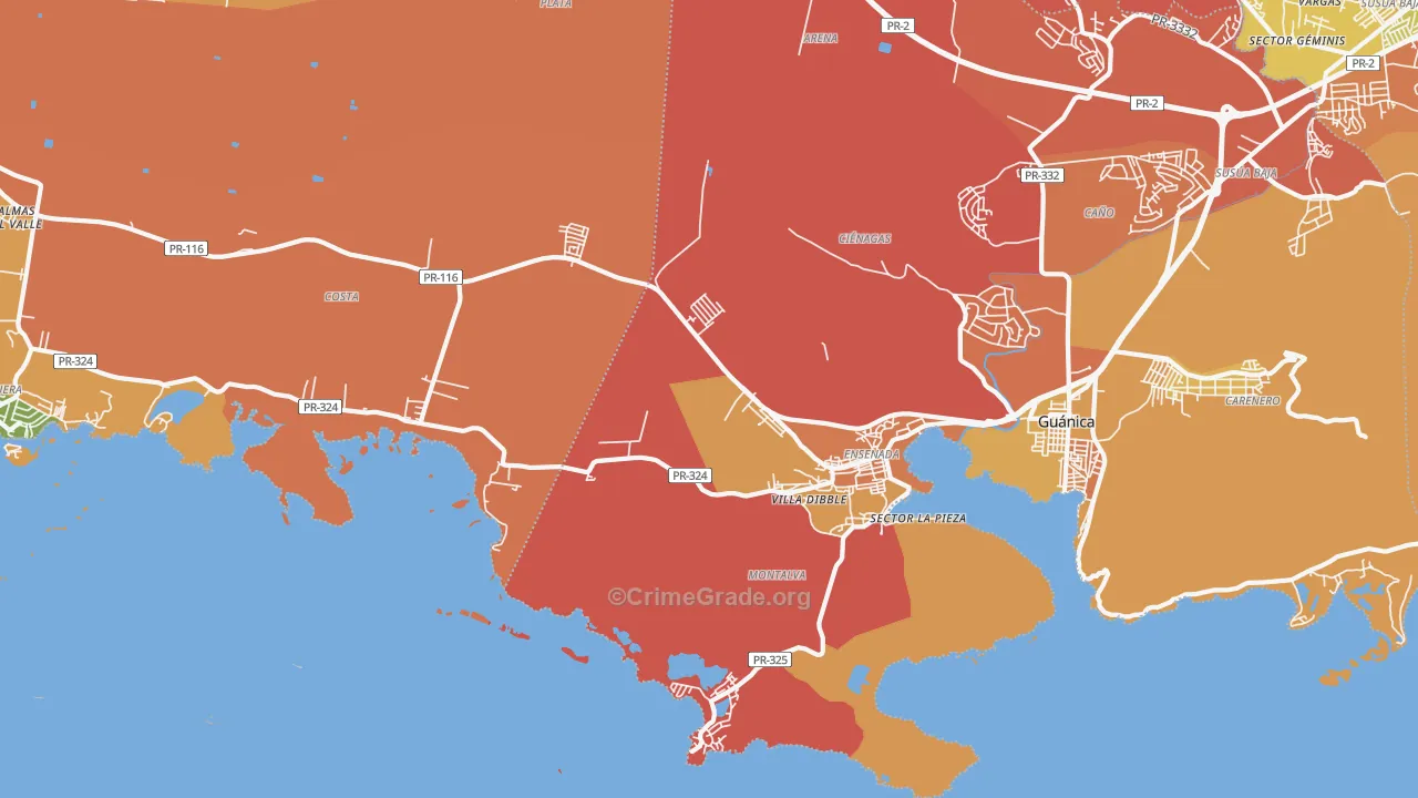 Ensenada, PR Map of Robbery Rates