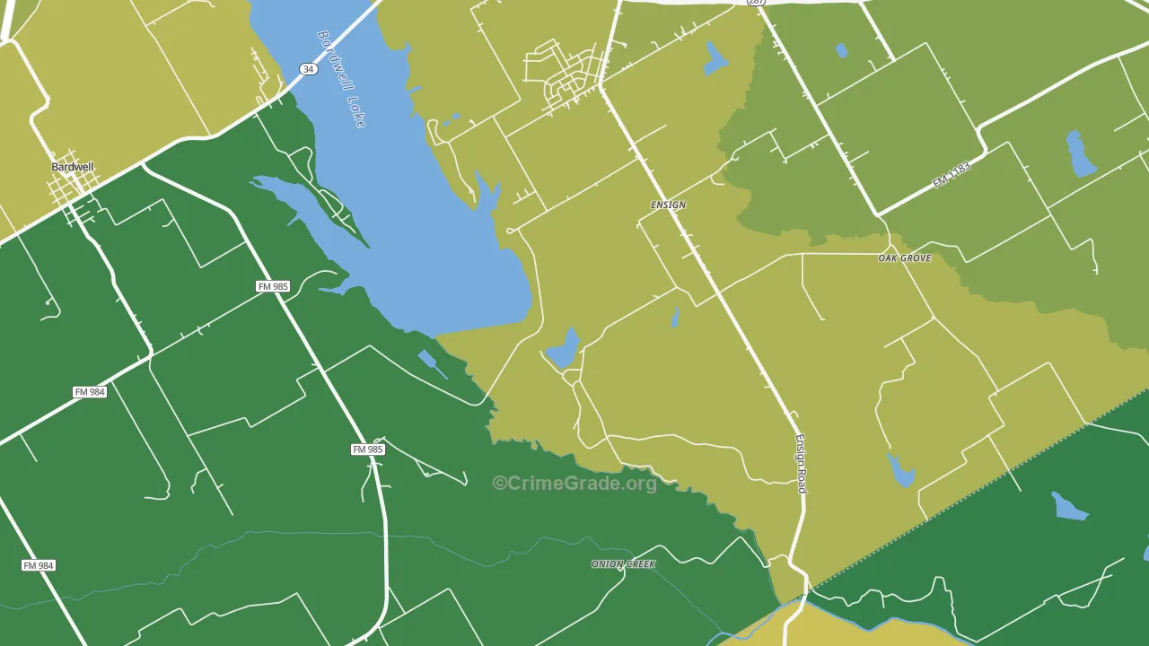Ensign, TX Map of Robbery Rates