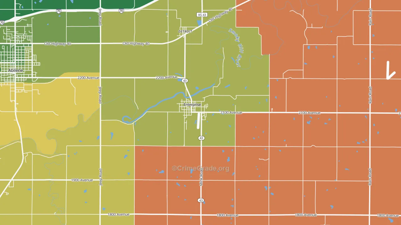 Enterprise, KS Map of Robbery Rates