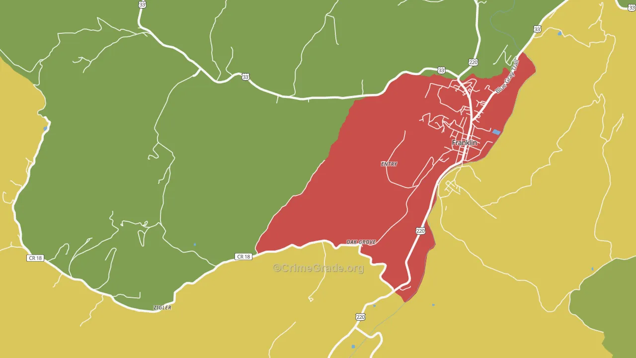 Entry, WV Map of Robbery Rates
