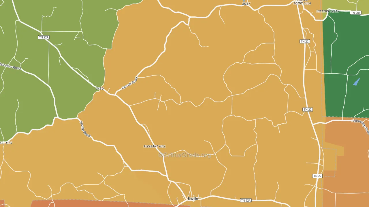 Enville, TN Map of Robbery Rates