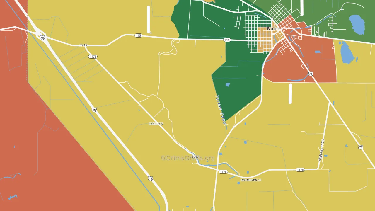 Eola, LA Map of Robbery Rates