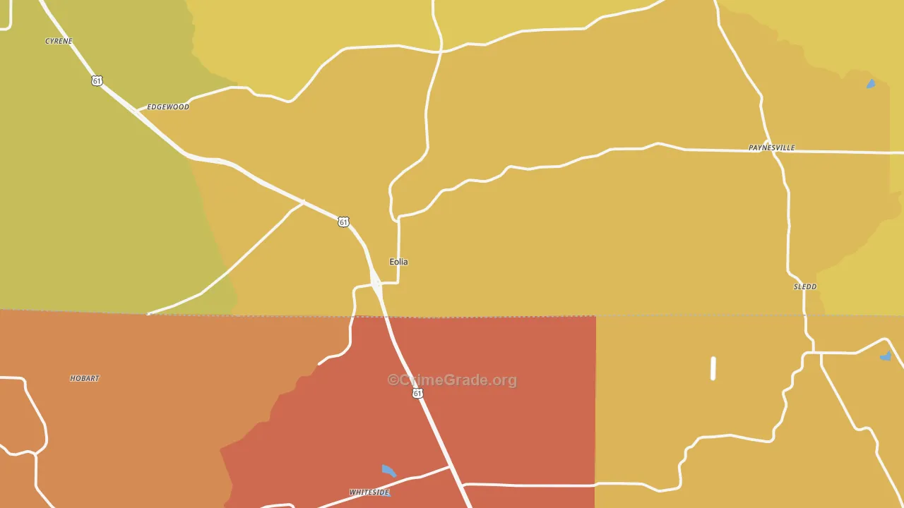 Eolia, MO Map of Robbery Rates