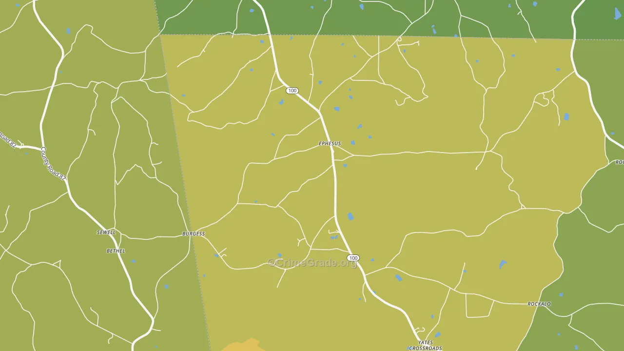 Ephesus, GA Map of Robbery Rates