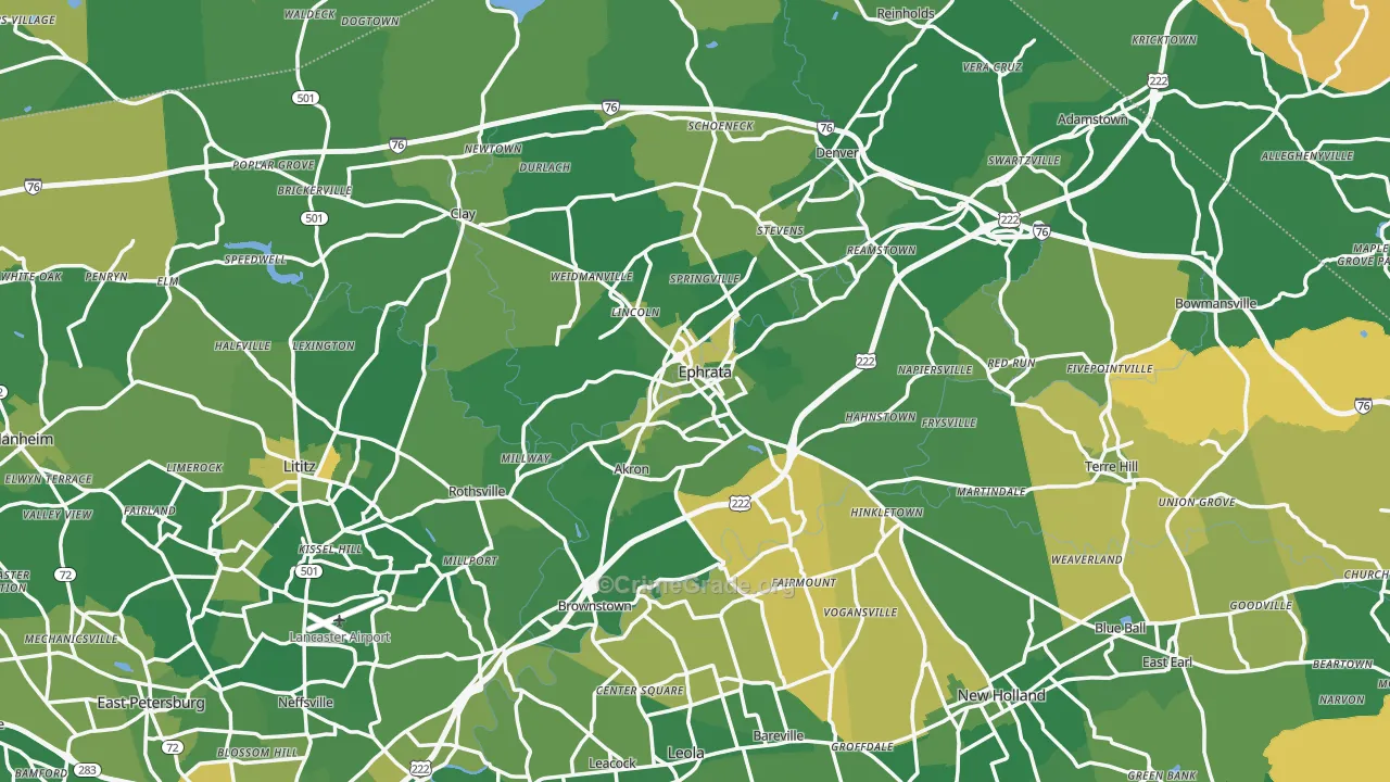 Ephrata, PA Map of Robbery Rates